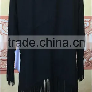 Fashion Casual Women Fringed Suede pu Jacket Without Collar thumbnail-4