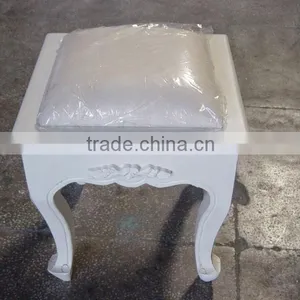 VINTAGE WOODEN STOOL WITH PAD thumbnail-1