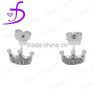 Wholesale Micro Pave Silver Crown Earrings Zircon Stone Stud Earrings thumbnail-1