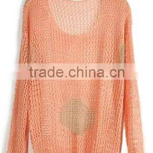15JWS012 Woman Spring Summer Polka Dot Hollow Out Thin Blend Sweater thumbnail-1