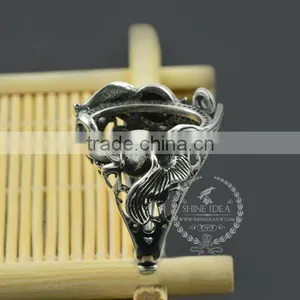 15*20mm 925 Sterling Silver Antiqued Silver Vintage Style Oval Bezel Elephant Ring Base Blank Supplies DIY Findings 1223062 thumbnail-2
