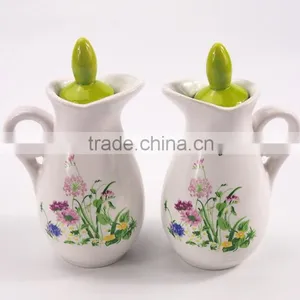 Set Of 2 Kitchen Flower Ceramic Vinegar Oil Pot Jar Container thumbnail-4