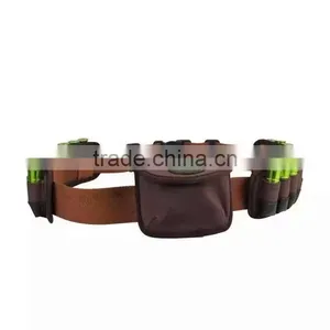 Outdoor Hunting Adjustable Tan Cow Leather Shotgun Shell Ammo Cartridge Belt thumbnail-1