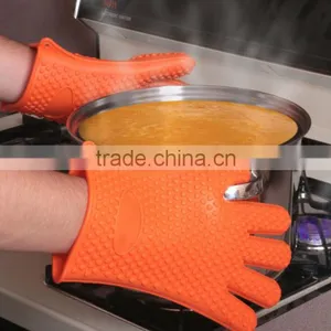 Silicone BBQ Grilling Gloves, Silicone Oven Gloves With Fingers Hand Gloves thumbnail-6