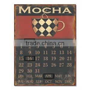 Mocha Metal Calendar Home Decorative Calendar Metal Iron Calendar thumbnail-1