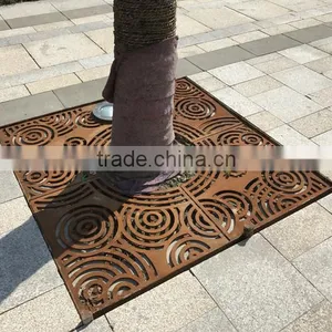 FO-9T01 High Quality Corten Steel Tree Perforated Strainer, Tree Pool Cover thumbnail-1