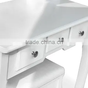 White Dressing Table Makeup Desk With Stool , 5 Drawers and Oval Mirro Bedroom thumbnail-3