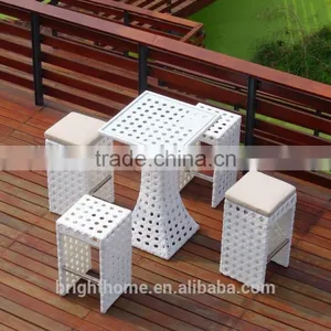 Ndoor Outdoor Wicker Bar Stools 5pcs Rattan Bar Table and Chairs Set thumbnail-3