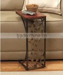 RH-4424 Metal Accent Wooden Table Vine Leaf Design Modern Sofa Side Table thumbnail-1