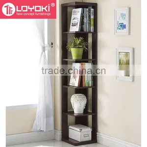 2016 New Design Wood Corner Shelf 5-Tier Bookcase Mdf Wooden Corner Rack Wholesale Corner Shelf thumbnail-2