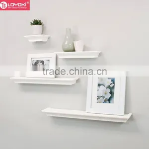 Classic Set of 4 Multi Length Floating Ledge Shelves Frame Display Antique MDF Wood Wall Mount Wall Shelf thumbnail-1