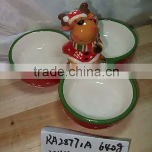Hot Sale Christmas Reindeer Shape Ceramic Christmas Candy Holder for Supply thumbnail-1