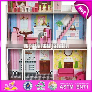 2017 Best Preschool Pretend Play Large Wooden Kids Doll House Set W06A248 thumbnail-6