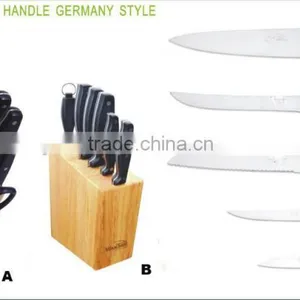 5-Pieces Knife Set: 5 Knives in ABS Handle + Wood Color Knife Block. thumbnail-1