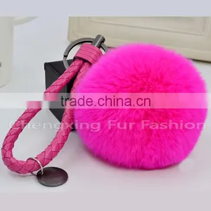 CX-R-24 Genuine Rabbit Fur Ball Mobile Phone Gift Fur Pom Pom Keychain thumbnail-4