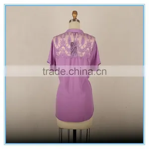 Ladies Lace Elegant Formal Shirt for Short Sleeves thumbnail-3