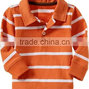 BOYS STRIPED LONG SLEEVE POLO T SHIRT WITH CUFFS thumbnail-1