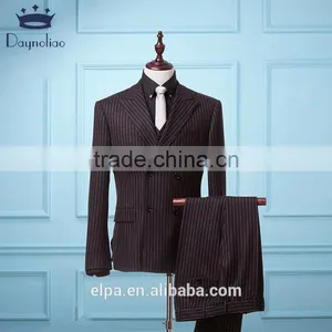 Daynoliao 2016 Latest Men Dress Business Suits Blue Vertical Stripe 3 Pieces Design Men Suits for Wedding thumbnail-1
