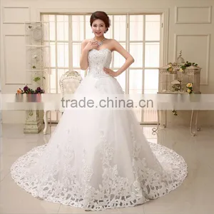 A Line Wedding Dresses Off Shoulder Pleated Lace Vintage Dress thumbnail-2