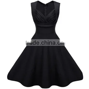 Walson Women Retro Popular Party Dresses Lady Tube Short V-neck Mini Casual Clothing Pinup Hip Hop Vintage Dress thumbnail-3