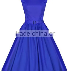 Walson Wholesale Hot New Summer Women Casual Dresses Retro Party Robe Rockabilly 50s Black Vintage Dress thumbnail-5