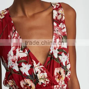2017 HOT Sale Deep V-neck Sexy Ladies Short Floral Print Jumpsuit thumbnail-6
