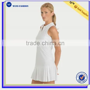 Conjoined Pleated Tennis Unlined Upper Garment Popular Tennis Skirt Suits for Girls thumbnail-3
