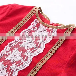 Wholesale Handmade Pettigirl Autumn Red Girl Boutique Dress Cotton Flower Girls Dress With Hair Accessories G-DMGD908-893 thumbnail-6