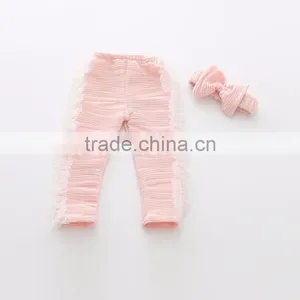 Wholesale 2015 New Design Fall Pink Lace Ruffle Baby Leggings thumbnail-1