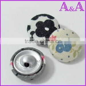 20mm Black Fabric Covered Spring Snap Buttons With Silver Metal Edges thumbnail-5