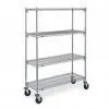 Wire Cart, 69 In High, 60 x 24, Finish Chrome 4 Shelving Supermarket thumbnail-1