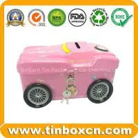 Saving Tin Box, Metal Tin Money Box,Tin Coin Bank,Tin With Lock thumbnail-2