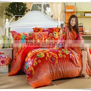 Blooming Flowers Patten Flannel Bedding Set thumbnail-1