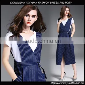 Fashion Women Sleeveless Striped Spaghetti Strap Dresses New Design Denim Maxi Dress thumbnail-1