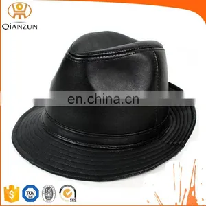 Gentleman Fashion Leather Bucket/fedora Cap/ Hat in Black thumbnail-2