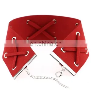 Suede Leather Cord Cross Choker Collar Necklace thumbnail-4