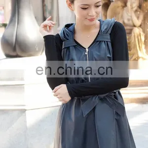 Ladies Black Genuine Leather Waistcoat With Zipper and Waistbang thumbnail-3