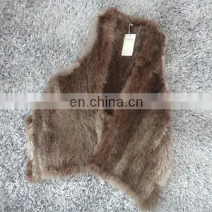 Fashion Classic Women Knitted Sleeveless Asymmetrical Beaver Fur Vest thumbnail-3