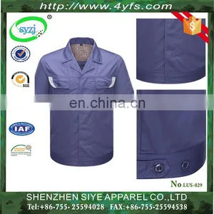 Hot Selling Solid Color Short-Sleeved Labor Uniform / Workwear Uniforms Industrial Uniform of 100% Cotton/CVC/TC thumbnail-1
