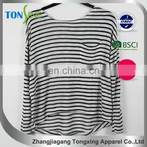 Women's Striped With Chest Pocket Comfort Bottoming Shirt thumbnail-1