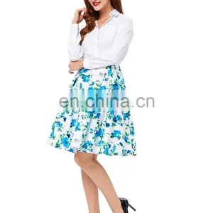Grace Karin 10 Patterns Occident Women Vintage Retro Floral Pattern Cotton Skirt CL008925-1 thumbnail-2