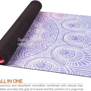 Organic Natural Rubber Suede Microfiber Printed Custom Logo Eco Friendly Pilates Yoga Mat thumbnail-4