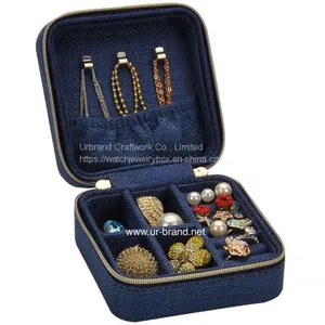 Jewelry Box Small Embroidery Retro Earrings Necklace Jewelry Portable Travel Storage thumbnail-1