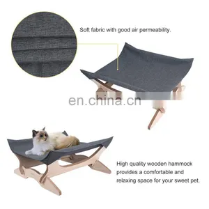 Cat Hammock Pet Cots for Small Animals Detachable Wooden Frame Square Hanging Cat Sofa Sleeping Bed thumbnail-3