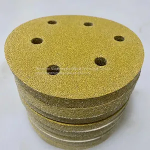 100pcs/box High Quality Hand Grinding Plate Special Flocking Sandpaper for Automobile Rust Removal, High Quality 8-hole Yellow Sandpaper thumbnail-1