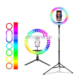10 13 Inch Portable Clip Phone Circle Ring Fill Light RGB Soft Light LED Selfie Ring Light With Tripod Stand thumbnail-2