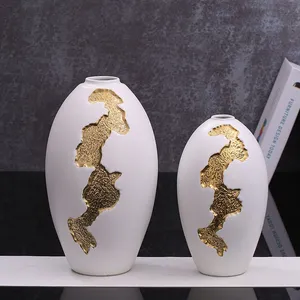 White Egg Gild Ceramic Vase Creative Nordic Modern Style For Office Hotel Decoration thumbnail-2