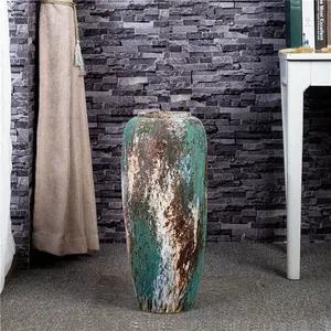 Retro American Countryside 0.5 0.6 0.7 Meter Large Green Ceramic Vase For Home Study Decor thumbnail-3