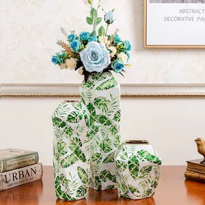 Jingdezhen New Chinese Style Electroplate Fashion Green Ceramic Vase For Coffee Shop thumbnail-3