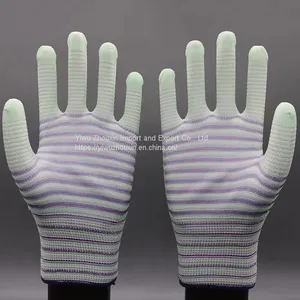 Colored Striped PU Palm-coated Gloves, Glue-coated Electronic Dust-free Work Anti-static Protective Labor Gloves thumbnail-4
